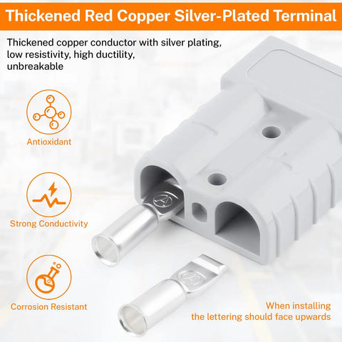 Six Pack 50 Amp 600 Volt Battery Quick Connect Disconnect Kit For 8 To 12 AWG Cables Anderson Connector Compatible Built For Car RV Truck Forklift Trailer Winch And Traction, silver-plated terminal