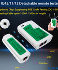 All In One Ethernet Crimp Tool Kit With Carrying Case Pass Through Crimper For Cutting Stripping And Crimping Cat5 Cat6 RJ45 RJ11 RJ12 Includes Cable Tester Wire Stripper Diagonal Pliers And 50 Cat6 Connectors Ideal For Home DIYers And IT Pros RJ45/11/12 detachable remote tester