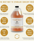Semi-Dry Wood Stabilizer 1 Gallon For DIY Woodworkers And Carvers, Prevents Cracking And Warping, Rejuvenates Dry Wood bottle