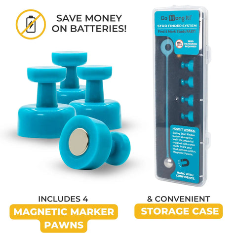 No Sweat MagneticStudFinder ForDrywall PlasterLathWalls ReliableRareEarthPendulumMagnetDetector WithFourMarkingPins ForHittingTheFastenerSpot