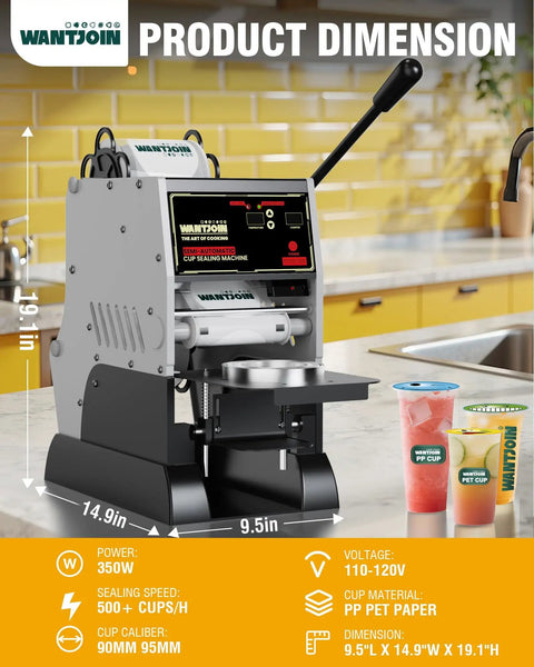 Pro Grade Cup Sealer For Bubble Tea And Coffee, Semi Automatic Electric Boba Sealer With Auto Film Alignment in kitchen
