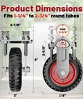 Heavy Duty Gate Wheel 6 Inch Fits Metal Tube Gates One And One Quarter Inch To Two And One Quarter Inch OD dimensions.