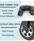 Heavy Duty Rubber Caster Wheels 8 Inch Set Of 4 Black Industrial Swivel Casters With Thrust Ball Bearings showing solid rubber ring and aluminum alloy wheel.
