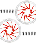 Beefy Stainless Steel MTB Bike Brake Rotors 140mm 160mm 180mm 203mm With 12 Bolts CNC Machined One Piece Disc For Mountain Road And Ebike Vented Design To Stay Cool And Consistent Braking Red, 2-pack with bolts displayed