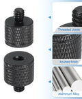 M6 Female To One Quarter Inch Male Tripod Screw Adapters Set Of Four In Durable Aluminum Alloy showing threaded joints and knurled finish