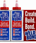 Two-pack of All In One Heavy Duty Glue For Wood Tile Ceramic Glass Metal And More, 14.2 oz bottles with red 'Create. Build. Bond.' sign.