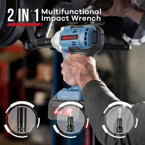 Person using Beefy Cordless Half Inch Brushless Impact Wrench With 300 Ft-Lb Torque for car repairs