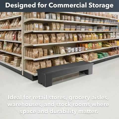 Built Tough Heavy Duty Plastic Dunnage Rack Rock Solid 36 X 12 X 8 Inches Narrow Commercial Floor Shelf 750 Lb Load Capacity NSF Certified Compatible With Pallet Jacks Forklifts And Cramped Backrooms