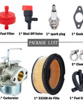 Package contents including Drop In Replacement Carburetor For Tecumseh 640152A 640023 640051 640140 640260B 8 10 HP.