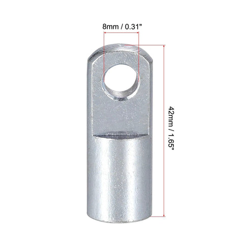 Air Cylinder Rod Clevis End I Type Connector With M8x1.25 Female Thread And 42mm Length, Beefy Alloy Construction, Pneumatic System Accessory, Pack Of 2, For Industrial Machinery And DIY Projects, 8mm hole