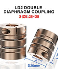 Badass High Precision Aluminum Flexible Shaft Coupler featuring D26L35 size for 4-14mm shafts with double disc layout.
