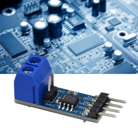 SN65HVD230 Can Bus Transceiver Module runs on 3.3 volts with slim PCB, ideal for embedded projects and automotive upgrades.