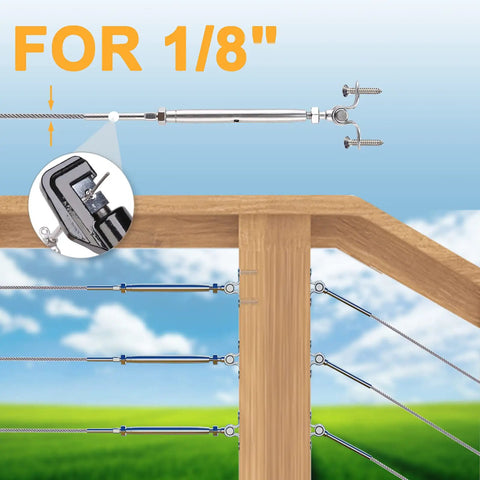 36 Pairs Stainless Steel Cable Railing Kit For 1 Eighth Inch Wire Rope With 180 Degree Adjustable Swage Toggle Turnbuckles And End Fittings.