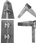 Slick Nickel Steel Hinges Engineered For Tight Squeeze Cabinets And Cupboards Featuring Solid Ninety Degree Short Arm Mechanism shown near corner.