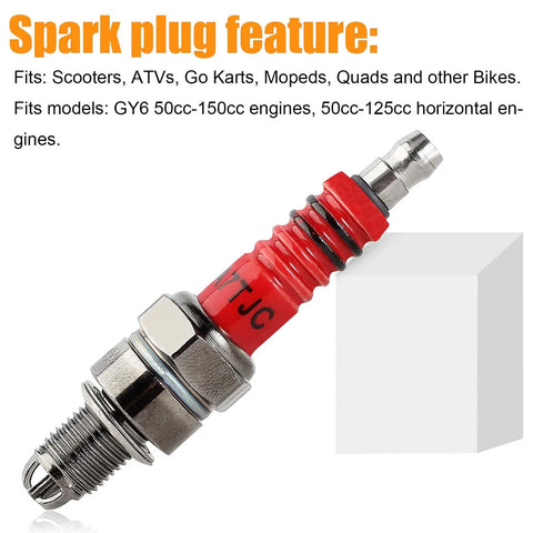High Performance Ignition Coil CDI Box and Spark Plug Kit for GY6 50cc to 150cc 4 Stroke Engines spark plug close-up