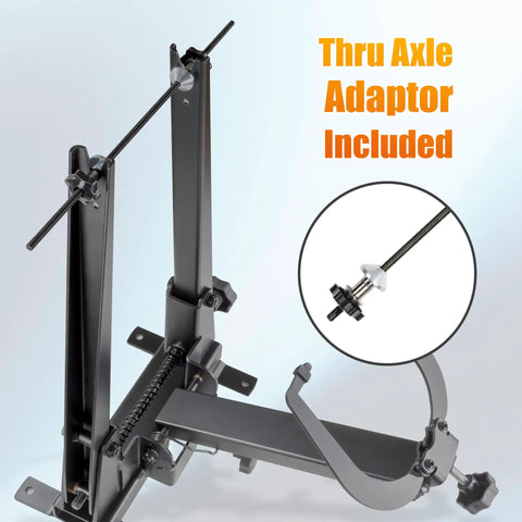 Beefed Up Bike Wheel Truing Stand For Rim Truing And Maintenance, Garage Ready Repair Tool with thru axle adaptor included