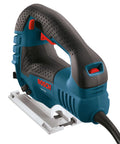 Top Handle Jig Saw With 7 Amp Motor, 3100 SPM, ergonomic corded design showing side view with tool-less blade change feature