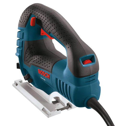 Top Handle Jig Saw With 7 Amp Motor, 3100 SPM, ergonomic corded design showing side view with tool-less blade change feature