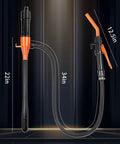 Portable Battery Powered Fuel Transfer Pump, 3.2 GPM Hand Pump For Vehicles Boats Lawn Equipment, shown with hose dimensions.