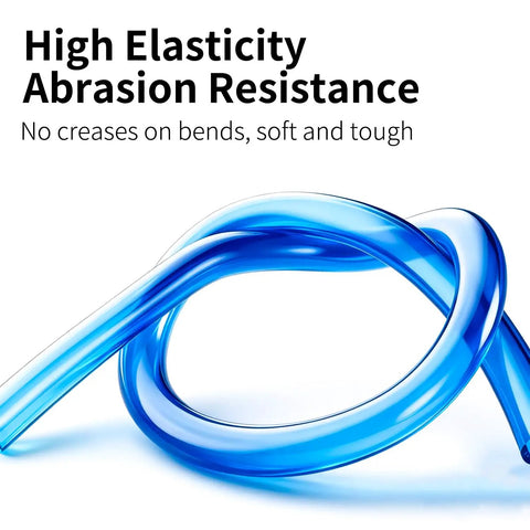 Top Shelf Clear Blue Polyurethane Air Hose Tube 6Mm OD kink free, flexible tubing showing high elasticity and abrasion resistance.