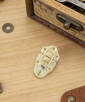 Rock Solid 6-Piece Golden Toolbox Hasp Latch Set Featuring Heavy Duty Toggle Buckles For Wooden Cases Secure Small Gear Storage Hardware, detailed metal latch on wooden surface.