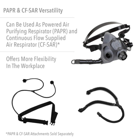 5500 Series NIOSH Approved Half Mask Respirator Large With Contoured Face Seal, Compatible With N Series Cartridges, Protects Against Particulates, Dusts, Mists, Fumes, Organic Vapors, And Acid Gases, Economical Safety Solution