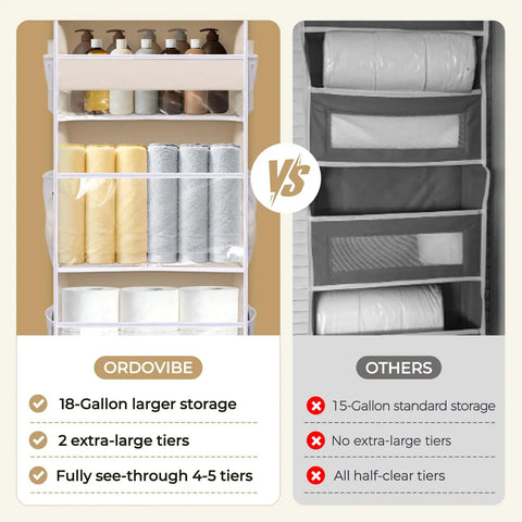 Straight Up Game Changer For Cramped Closets As This Five Tier Over The Door Organizer Packs Ten Dope Mesh Pockets With A Heavy Duty 44 Lb Rating Plus Clear Windows Built For Bulky Kids Toys Or Sneakers In Beige