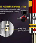 Solid aluminum pump head detail showing gas distribution system for Heavy Duty Pneumatic Grease Pump For 55 Gallon Drums.