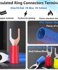 245 Pcs Fork Spade Wire Connectors Kit For 22-16 16-14 12-10 AWG M4 U Type Crimp Terminals Tinned Red Blue Yellow Color Set