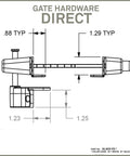 Heavy Duty Black Zinc Diecast Metal Gravity Latch With Key Lock And Keyed Alike Design technical drawing and dimensions.