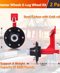 Heavy Duty Shipping Container Wheels Kit With 8800 Pound Axle, 6-lug wheel design, steel-carbon material for 20 and 40 foot rigs.