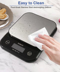 Cleaning a Waterproof Digital Kitchen Scale 0.1g/0.01oz Precision, 5kg/11lb Capacity, Washable USB Rechargeable, IPX6 Rated, Gray.