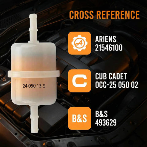 Fuel Filter 15 Micron Compatible With Kohler 24 050 10 24 050 02 S 24 050 13 24 050 13 S 24 050 13 S1 against engine