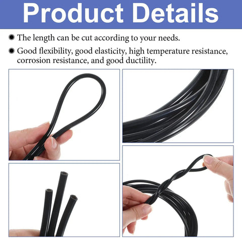 Beefy Silicone Vacuum Hose For Automotive Vacuum Lines, 16.4 Ft Long, 0.125 Inch Inner Diameter, 0.1875 Inch OD, black tubing