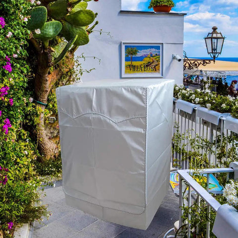 Front Loading Washer And Dryer Cover 27W X 33D X 39H Inches, Waterproof And Sunproof Nylon on outdoor balcony
