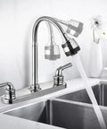 Kickass Tool Free Rv Kitchen Faucet Featuring Flexible Spout And Lightweight Abs Construction, mounted over a stainless steel sink.