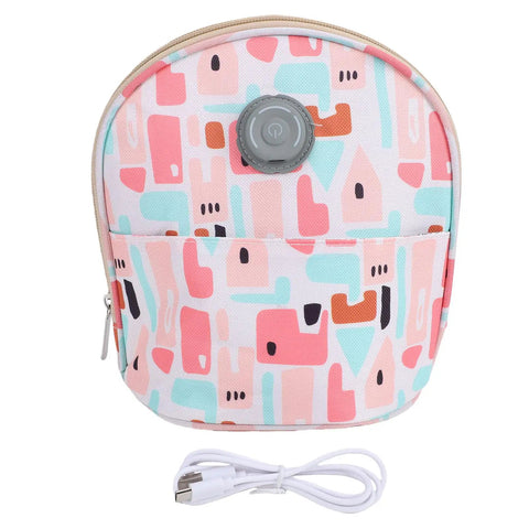 Grab And Go Breastmilk Cooler Bag Crafted From Tough Canvas With Plug In Usb Cooling And Warming Ports For Parents On The Fly Travel Friendly Insulated Nursing Pouch Fits Stroller Or Car Seat, with colorful design.
