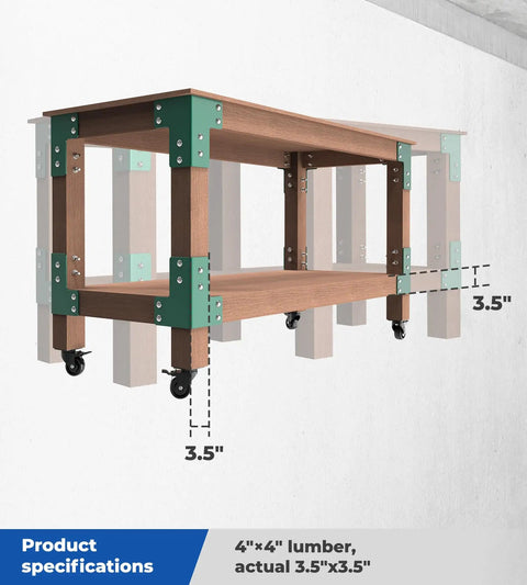 Heavy Duty Workbench Bracket Kit 8 Pack 4mm Steel Corner Brackets For 2x4 Lumber Rust Resistant Powder Coated Easy DIY Assembly