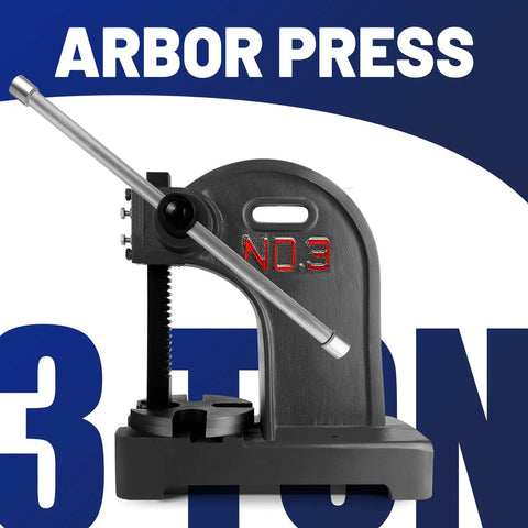Straight Fire 3 Ton Cast Iron Manual Arbor Press With Smooth Turning Hand Wheel For Stamping Bending Riveting And Hole Punching, close-up view.