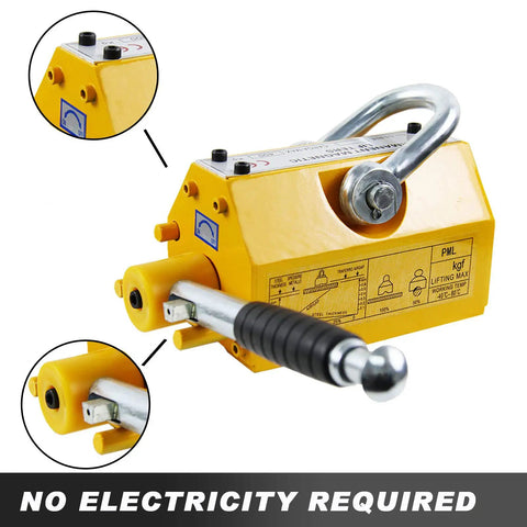 Yellow Lifting Magnet With Release 2200 Pound Capacity Neodymium Permanent Magnet Lifter For Hoist Shop And Crane Use close-up
