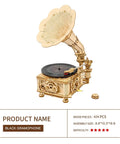 3D Wooden Gramophone Puzzle For Adults DIY Mechanical Model Kit 1 To 1 Replica Record Player With 7 Inch And 10 Inch Vinyl For Desk Display Home Decor Gift For Hobbyists Who Love Retro Vibes, 424 pcs wooden gramophone with 10-inch record
