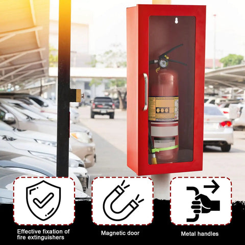 Two Pack Ten Pound Fire Extinguisher Cabinet For Wall Or Surface Mount Red 22 Gauge Steel Built To Last Heavy Duty Installed