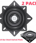 Heavy Duty 6 Inch Swivel Plate For Chairs And Bar Stools 360 Degree Spin With Solid Ring Of Ball Bearings 400 Pound Capacity 2 Pack Replacement Swivel Bases Rugged Furniture Hardware For Smooth Quiet Rotation, black metal components visible