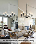 12 Light Black Farmhouse Chandelier, 32 Inch Large Foyer Ceiling Light Fixture For Dining Room, Living Room, Modern Rustic Iron