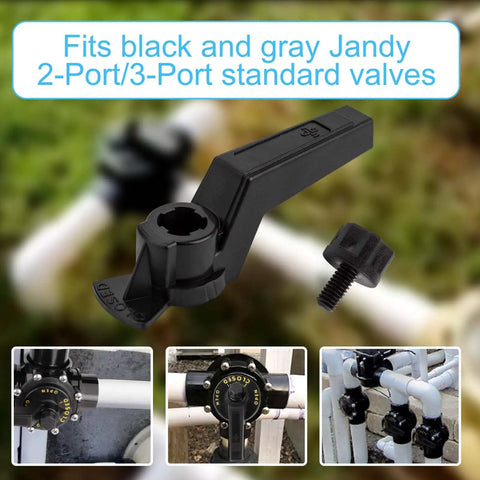 Pool Valve Handle And Knob Kit For OV3 1500 1.5 Inch To 2 Inch Socket 3 Port CPVC Valve Replacement Parts Black 2 Pack