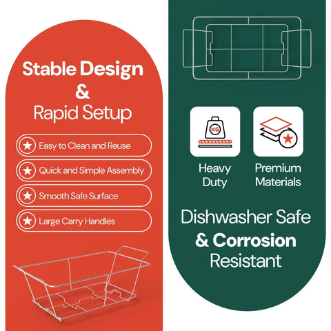Pro Grade Fixed Chafing Rack For Catering Heavy Duty Plated Steel Chafer Stand Features and Benefits