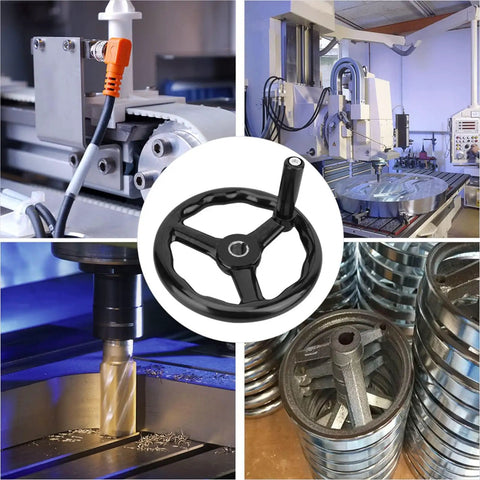 200mm Black Grippy Bakelite Three Spoked Lathe Handwheel With Handle For Precise Control And Comfortable Operation Pro Grade Machine Tool Handwheel Quality