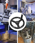 200mm Black Bakelite Three Spoke Lathe Handwheel With Handle Built For Non Slip Grip And Smooth Precision Control