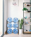 5 Gallon Water Jug Rack With 3 Tiers Heavy Duty Water Bottle Holder Storage Rack For 6 Bottles in kitchen setting