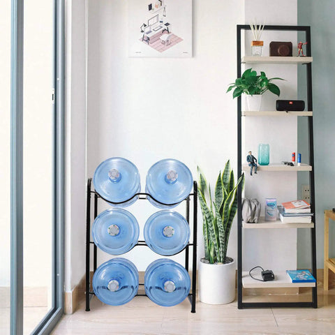 5 Gallon Water Jug Rack With 3 Tiers Heavy Duty Water Bottle Holder Storage Rack For 6 Bottles in kitchen setting